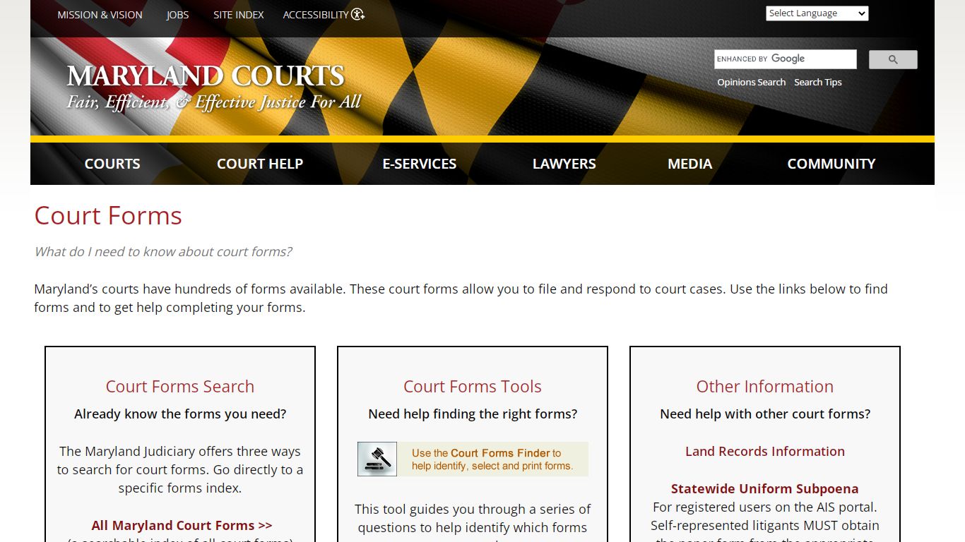 Court Forms | Maryland Courts